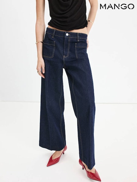 Blue - Mango Jessie Cropped Straight Leg Jeans