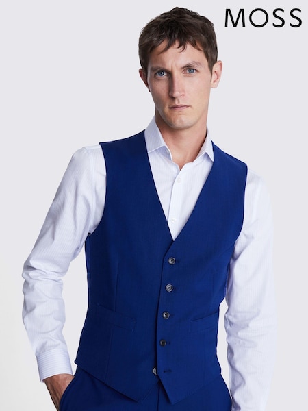 MOSS Royal Blue Tailored Fit Royal Blue Suit Waistcoat (T15237) | £110