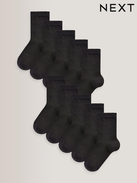 Black 10 Pack Cotton Rich School Ankle Socks (T15447) | £12 - £13