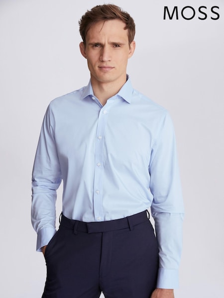 MOSS Light Blue Tailored Stretch Shirt (T15907) | £35