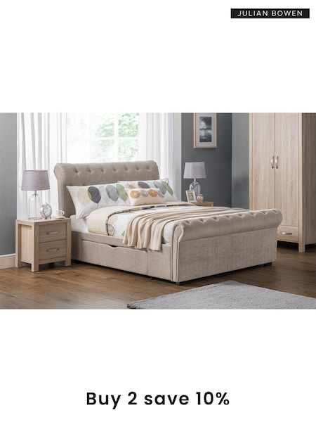 Julian Bowen Mink Brown Ravello 2 Drawer Storage Bed (T16585) | £670 - £745