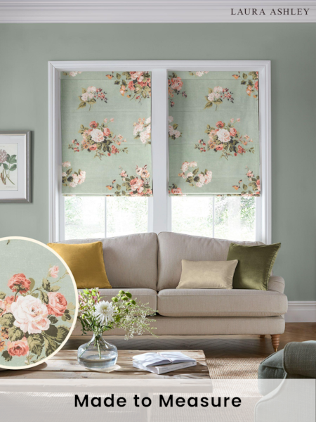 Laura Ashley Sage Green Rosemore Made To Measure Roman Blind (T16588) | £75