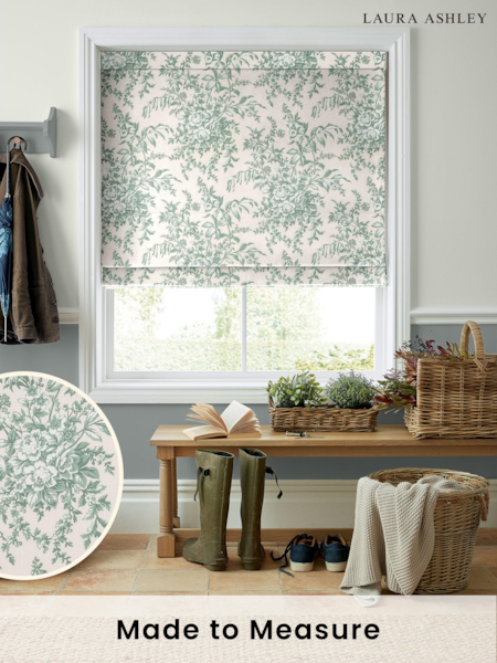 Laura Ashley Sage Green Picardie Made To Measure Roman Blind (T16590) | £75