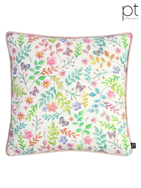 Prestigious Textiles Candyfloss Pink Secret Garden Floral Feather Filled 100% Cotton Cushion (T18011) | £18