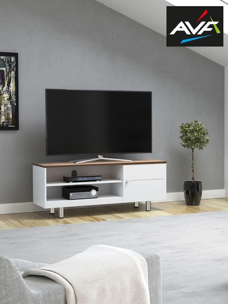 AVF White Whitesands 1200 Rustic Wood Effect TV Stand (T18980) | £210