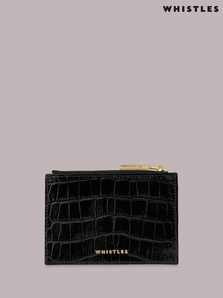 Whistles Black Shiny Croc Coin Purse (T19308) | £30