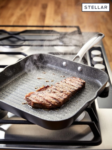 Stellar Silver Rocktanium Non Stick Grill Pan 26cm (T20302) | £50
