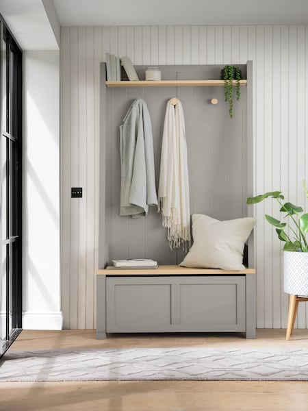 Dove Grey Malvern Oak Effect Hallway Hooks and Bench (T22802) | £200