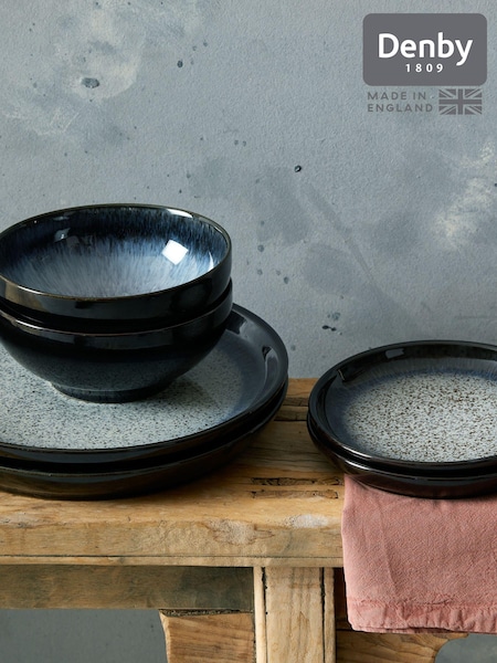 Denby 12 Piece Black Halo Coupe Tableware Set (T23106) | £234