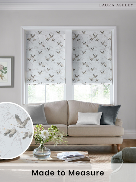 Laura Ashley Silver Animalia Embroidered Made To Measure Roman Blind (T23895) | £99
