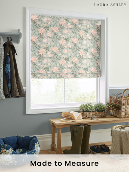 Laura Ashley Blush Pink Tapestry Floral Chenille Made To Measure Roman Blind (T23896) | £84