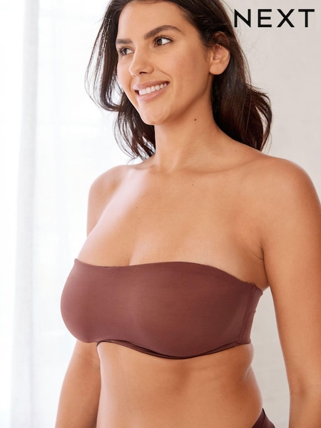 Chocolate Brown DD+ Non Pad Minimise Strapless Bandeau Bra (T25115) | £24