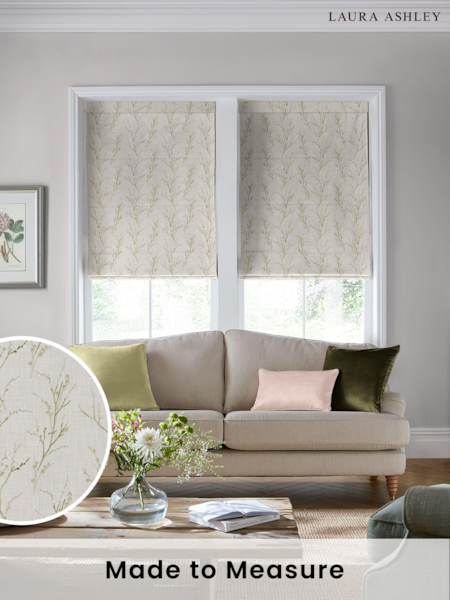 Laura Ashley Green Pussy Willow Embroidered Made To Measure Roman Blind (T25135) | £94