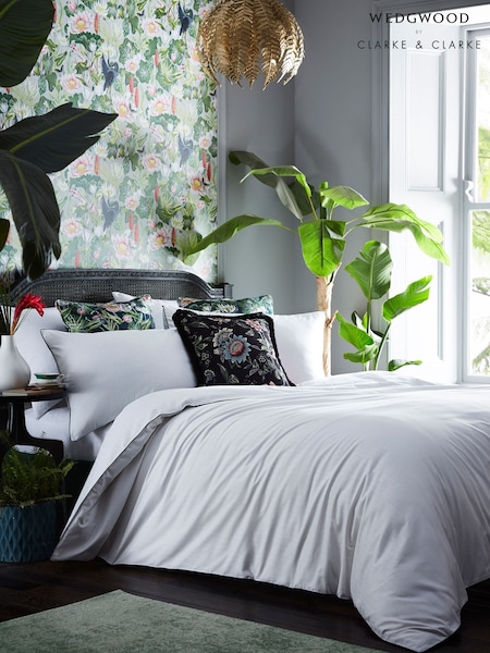 Wedgwood White Folia 100% Cotton Duvet Cover and Pillowcase Set (T25221) | £170 - £190