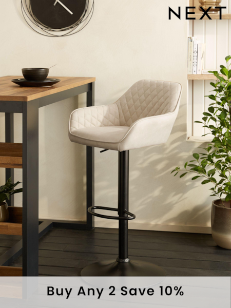 Arona Faux Leather Natural Hamilton Quilted Kitchen Bar Stool (T25398) | £155