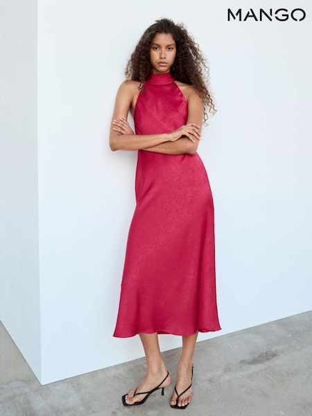 Pink - Mango High Neck Midi Dress