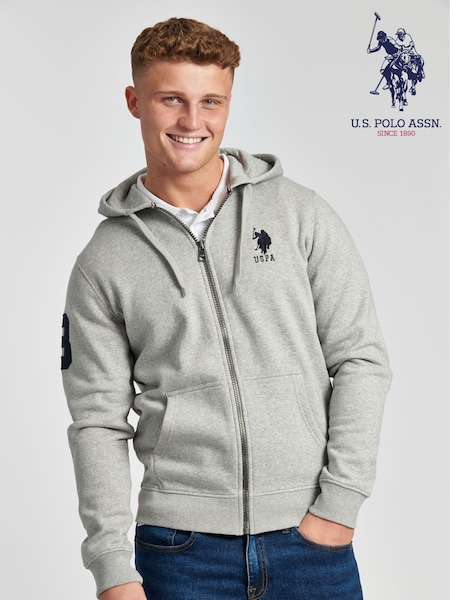 U.S. Polo Assn. Vintage Grey Heather Player 3 Hoodie (T25985) | £65