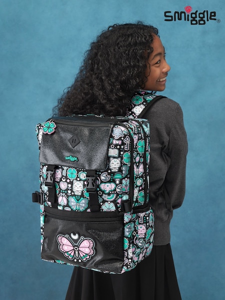 Black Mix - Smiggle Aspire Foldover Attach Backpack