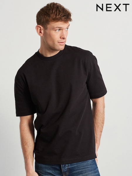 Black Relaxed Fit Heavyweight 100% Cotton T-Shirt (T26252) | £16