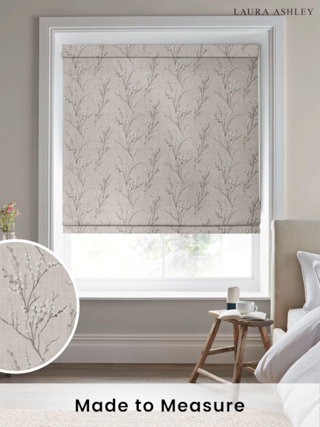 Laura Ashley Grey Pussy Willow Embroidered Made To Measure Roman Blind (T26397) | £94