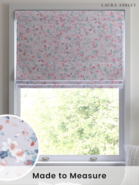 Laura Ashley Grey Blossom Made To Measure 100% Cotton Roman Blinds (T26469) | £75