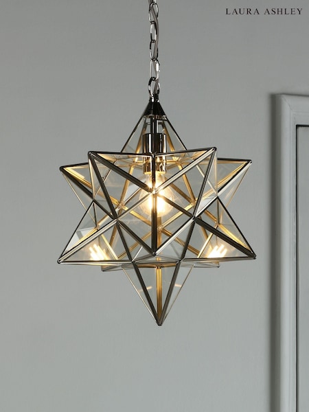 Laura Ashley Silver Star Pendant Large Ceiling Light (T26945) | £260