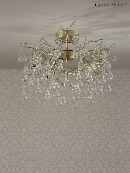 Laura Ashley Gold Willow Crystal Ceiling Light (T26946) | £225