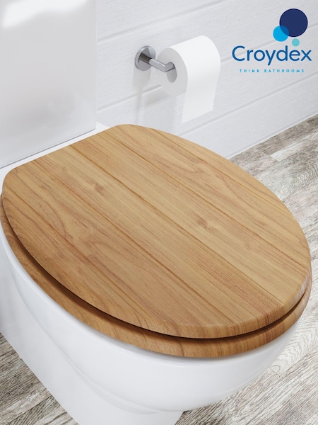 CROYDEX Brown Tramonti Light Oak Effect TG Toilet Seat (T28307) | £64