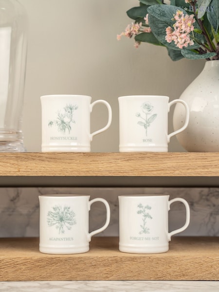 Mary Berry Set of 4 White Flowers Garden Espresso Mugs (T30433) | £20