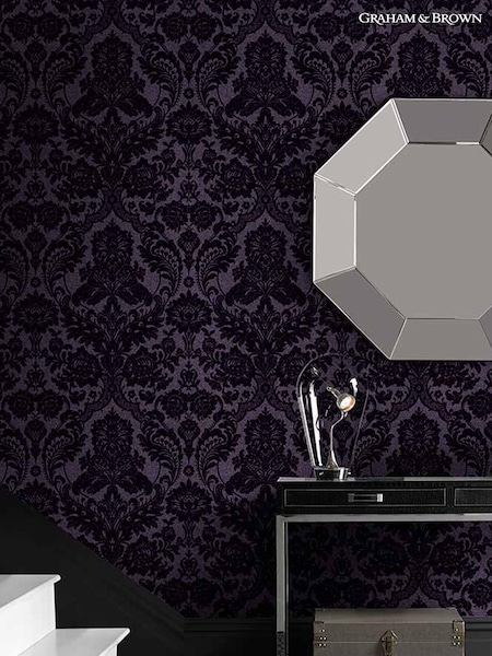 Graham & Brown Purple Damask 10M Wallpaper (T30663) | £140