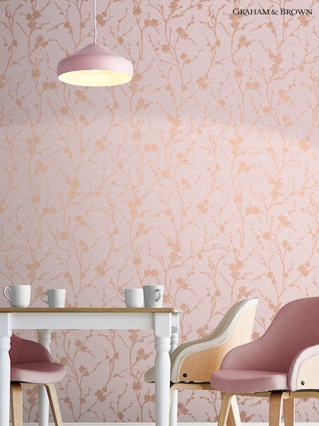 Graham & Brown Pink Meiying Floral 10M Wallpaper (T30666) | £80