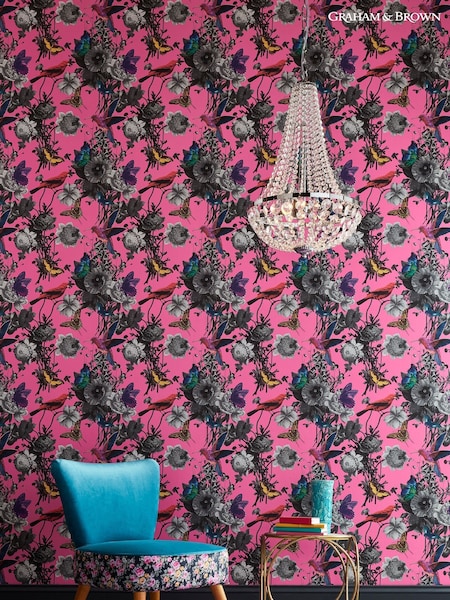Graham & Brown Pink Jardin Floral Wallpaper Sample (T30705) | £1