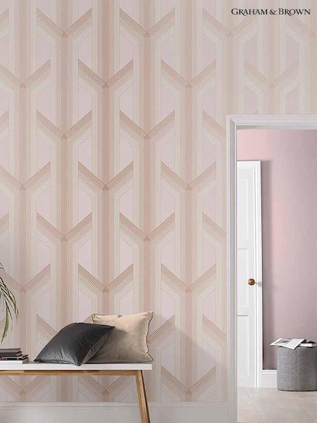 Graham & Brown Blush Pink Lagom Geo Wallpaper (T30730) | £1