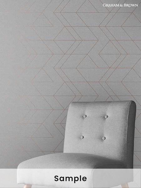 Graham & Brown Grey/Rose Gold Balance Geo Wallpaper Sample (T30732) | £1