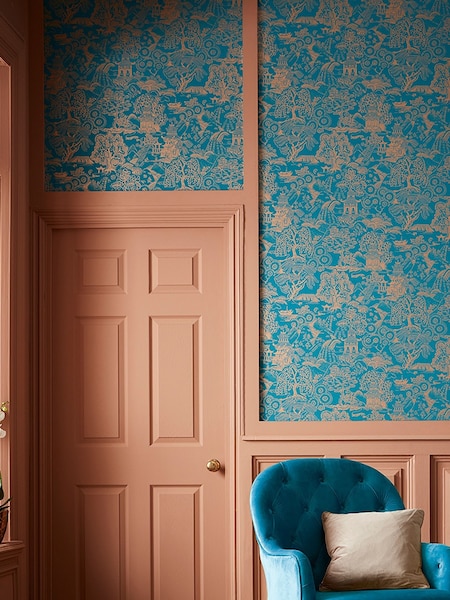 Graham & Brown Teal Blue Basuto Wallpaper (T30734) | £0