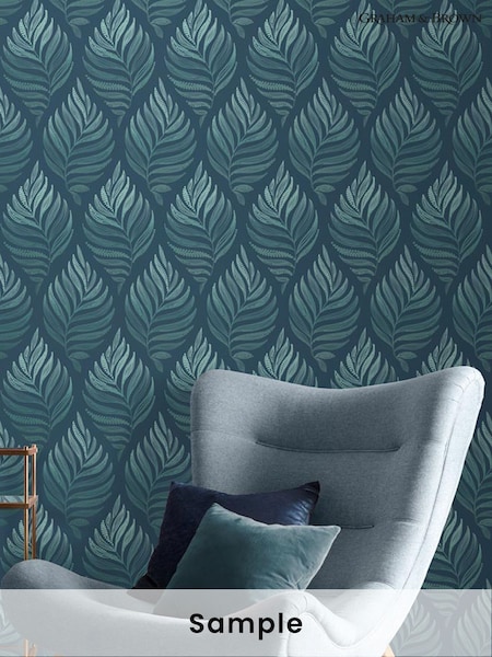 Graham & Brown Teal Blue Botanica Wallpaper (T30743) | £1
