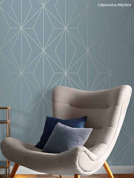Graham & Brown Deep Sky Blue Harmony Geo Wallpaper (T30747) | £1