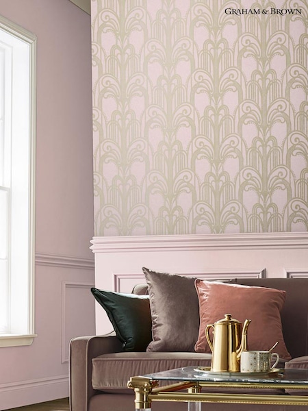 Graham & Brown Blush Pink Art Deco Wallpaper Sample (T30754) | £1