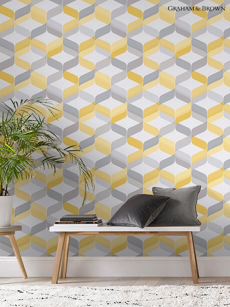 Graham & Brown Yellow Retro Wallpaper Sample (T30757) | £1