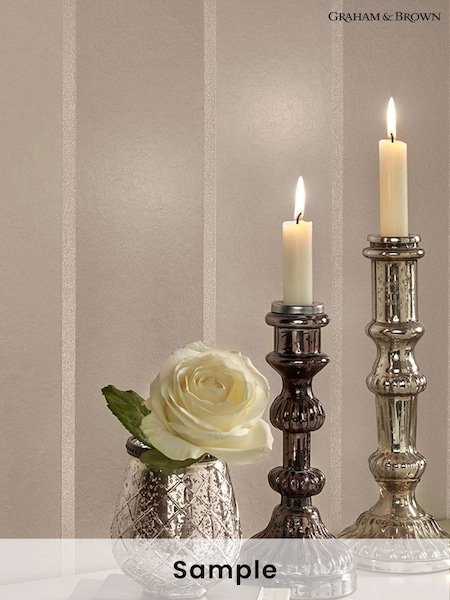 Graham & Brown Pearl White Baroque Bead Stripe Wallpaper Sample (T30760) | £1