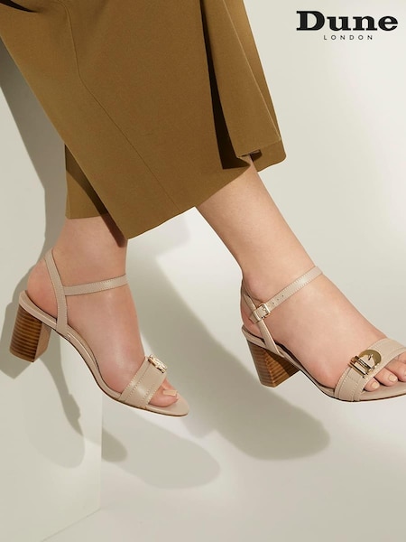 Dune London Pink Jessie Branded Buckle Heeled  Sandals (T31452) | £89