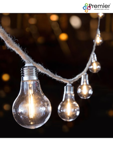 Premier Decorations Ltd Clear 10 LED Jute Rope Christmas Lights 4.5m (T33357) | £24