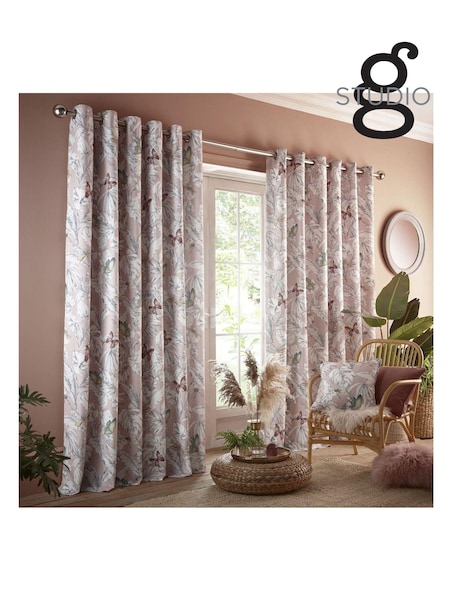 Studio G Pink Flutur Eyelet Curtains (T34904) | £95 - £200