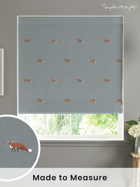 Sophie Allport Blue Foxes Made To Measure Roman 100% Cotton Blind (T35607) | £79