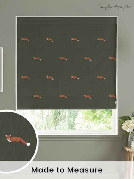 Sophie Allport Green Foxes Made To Measure Roman 100% Cotton Blind (T35608) | £79