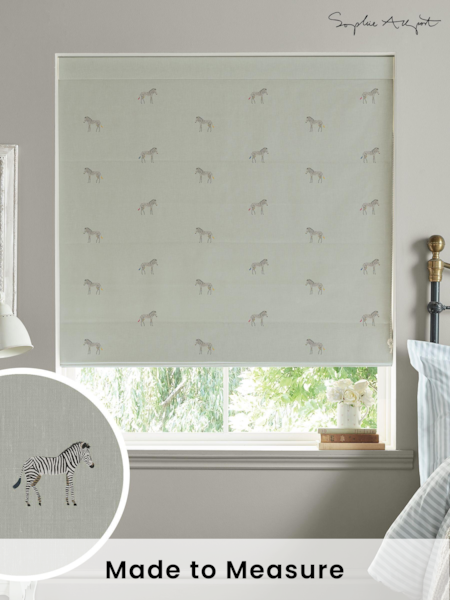Sophie Allport Grey Zebra Made To Measure Roman 100% Cotton Blind (T35609) | £79