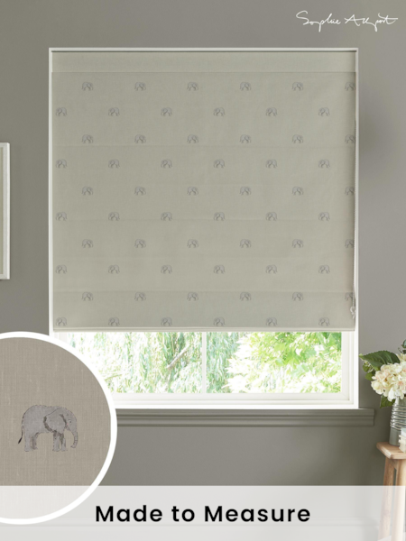 Sophie Allport Natural Elephant Made To Measure Roman 100% Cotton Blind (T35616) | £79