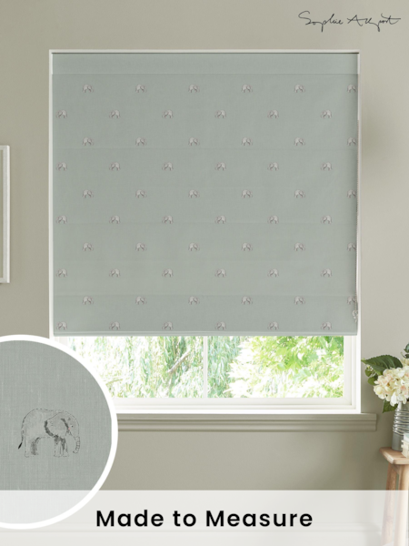 Sophie Allport Grey Elephant Made To Measure Roman 100% Cotton Blind (T35617) | £79