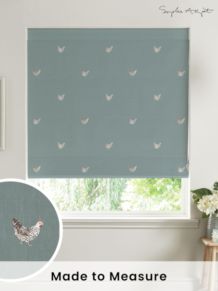 Sophie Allport Blue Chicken Made To Measure Roman 100% Cotton Blind (T35618) | £79