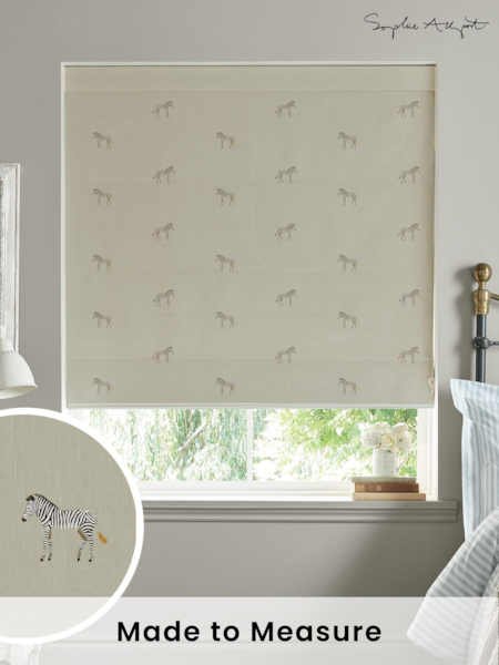 Sophie Allport Natural Zebra Made To Measure Roman 100% Cotton Blind (T35624) | £79